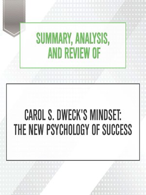 cover image of Summary, Analysis, and Review of Carol S. Dweck's Mindset
